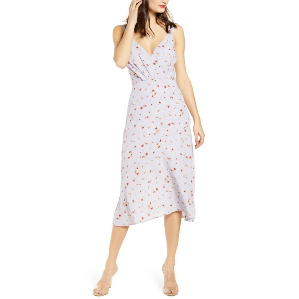 ROW A Purple Floral Sz XS Casual Lined Sleeveless Flowy Midi Sundress NEW NWT